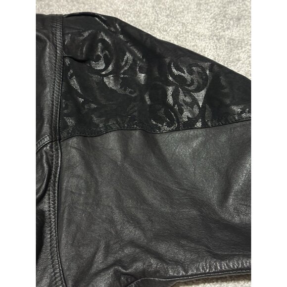 Vintage Winlit Western Lace Pattern Leather Jacket Women's Size Medium Black - Picture 16 of 16